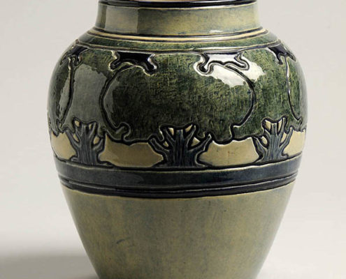 Leona Nicholson, artist, Live oak vase, c. 1904